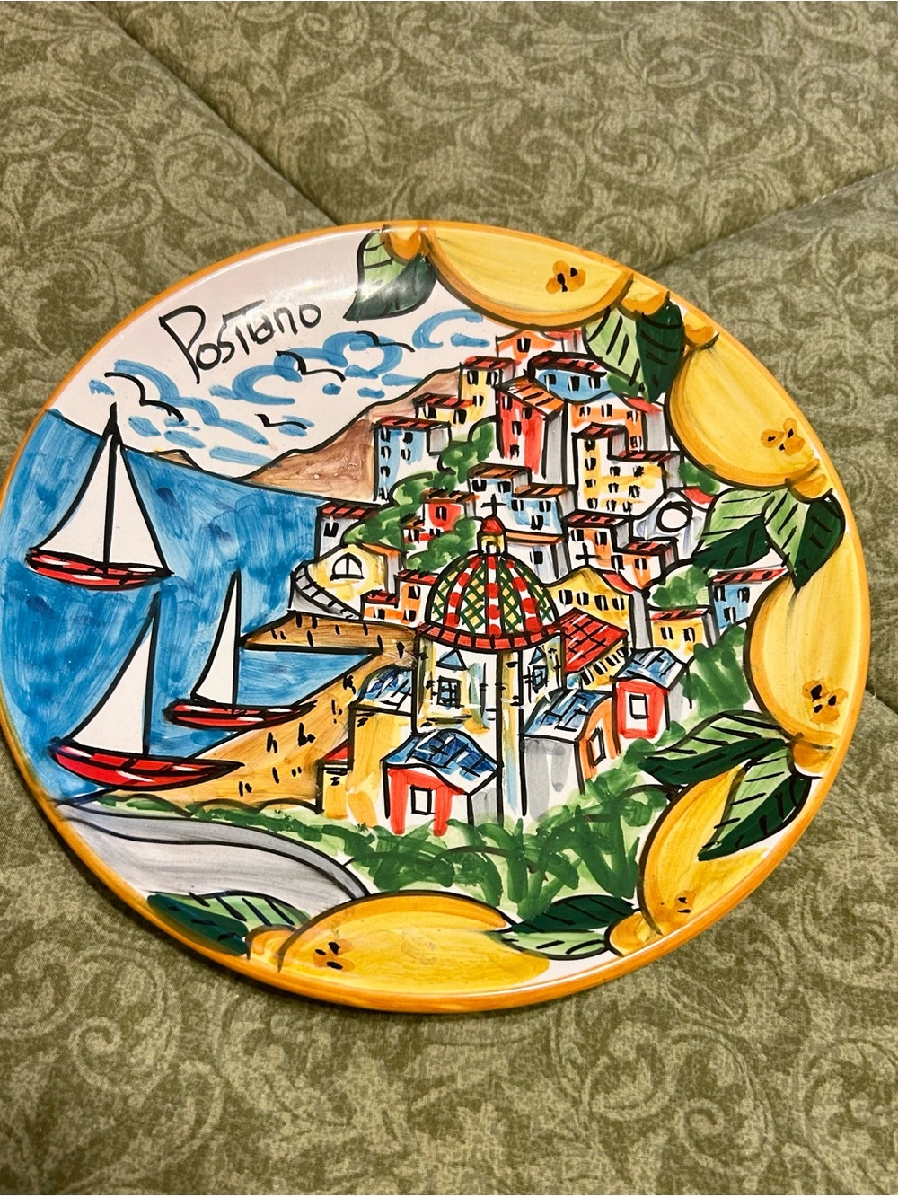 Set of 2 Hand-Painted Ceramic Amalfi Coast & Positano Decorative Plates - Picture 3 of 7